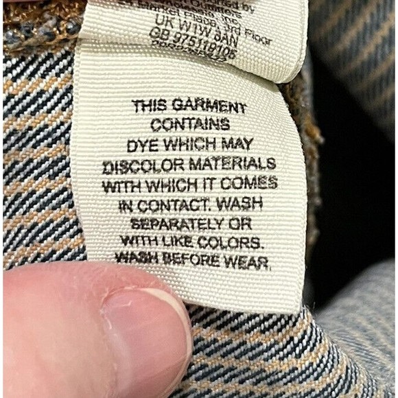 Free People Railroad Stripe Jeans Size 27 Blue Tan Stripe Boho Retro Moto - Picture 5 of 8